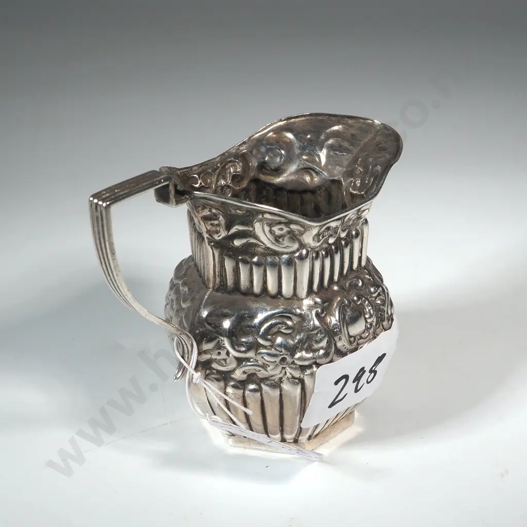 Embossed Sterling Silver Cream Jug. Birm 1905. Maker William Davenport  Image 1++