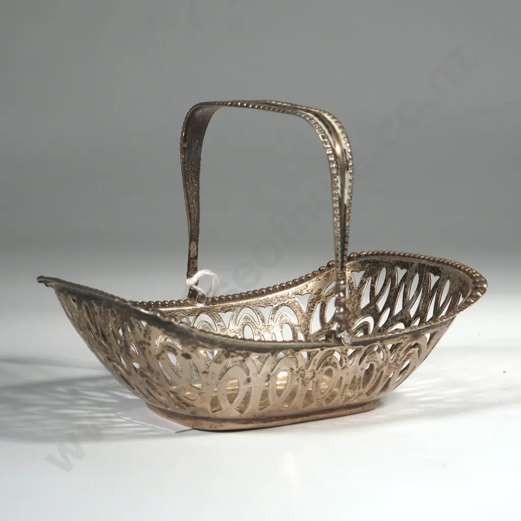 Sterling Silver Pierced Basket Style Dish With Handle. Image 1++