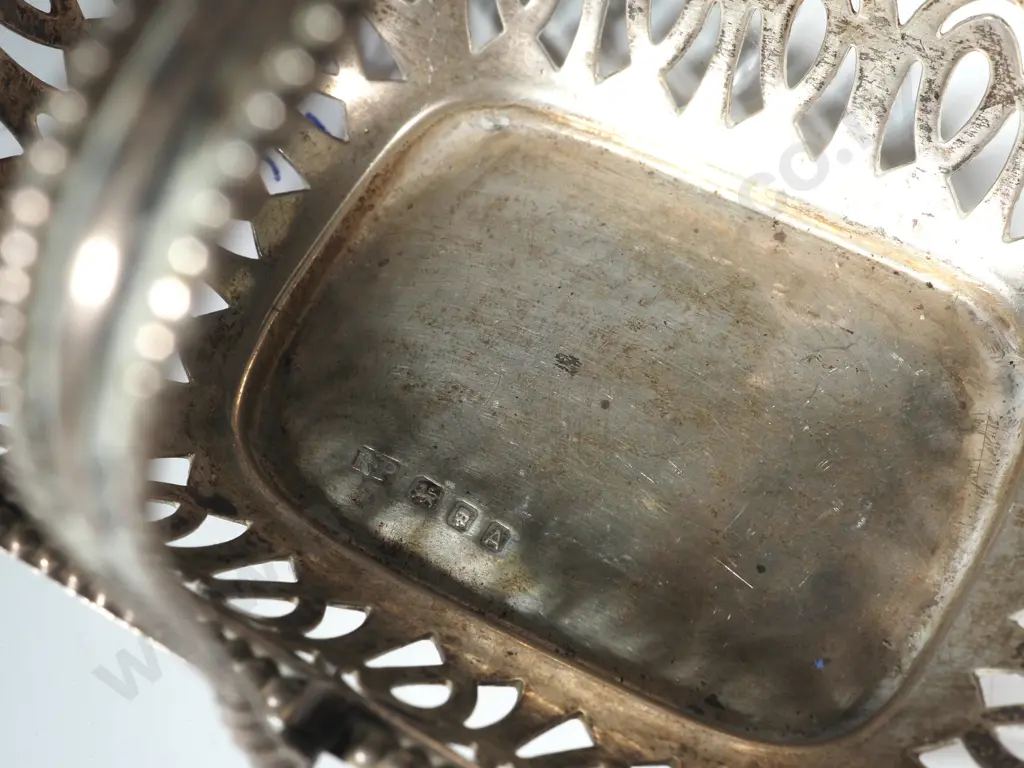 Sterling Silver Pierced Basket Style Dish With Handle. Image 1++