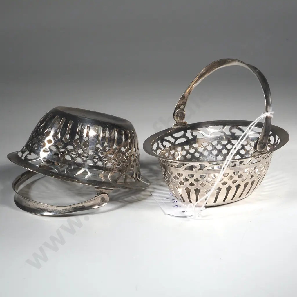 Pair Of Sterling Silver Openwork Baskets. Birm 1908 Image 1++