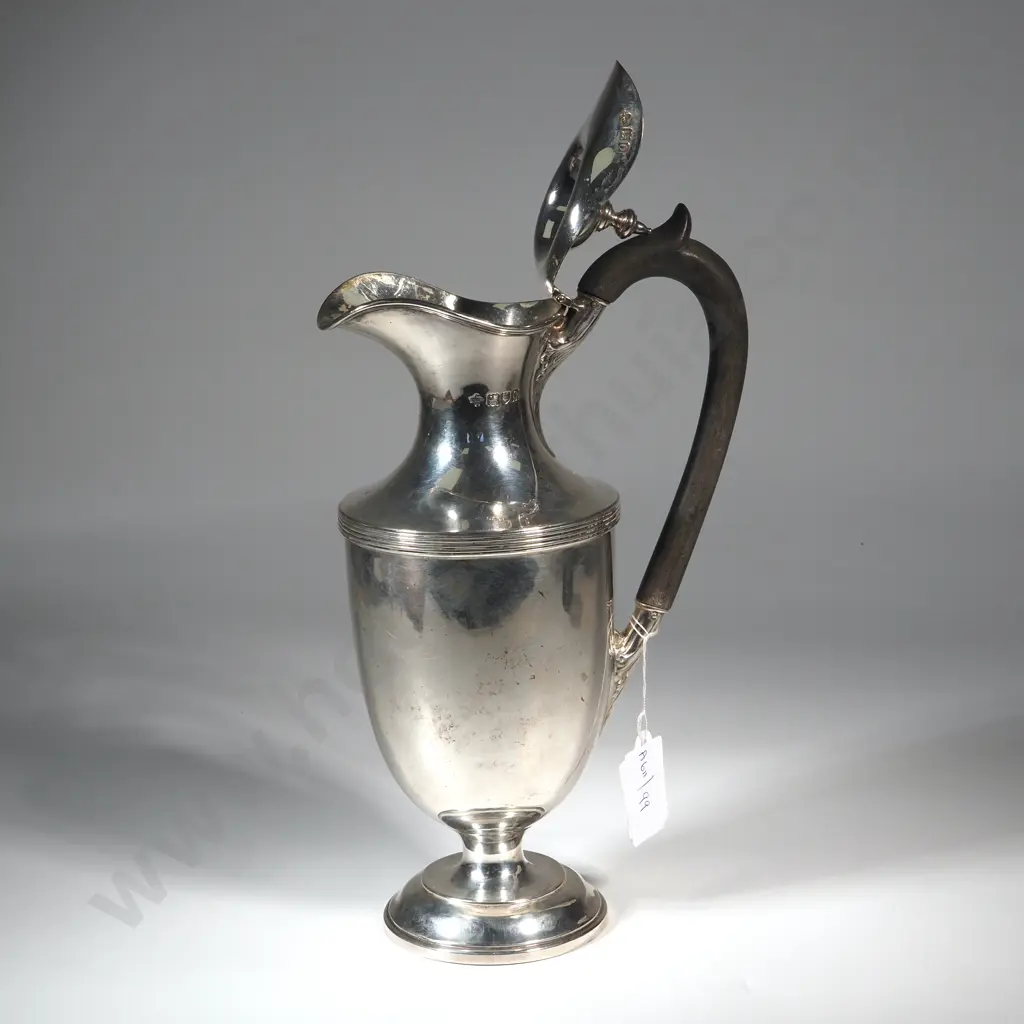 Sterling Silver Urn Shaped Water Jug With Ebony Handle.London 1909. Horace Woodward & Co. Ltd. Image 1++