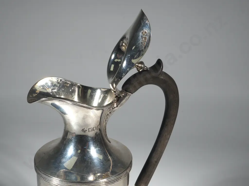 Sterling Silver Urn Shaped Water Jug With Ebony Handle.London 1909. Horace Woodward & Co. Ltd. Image 1++