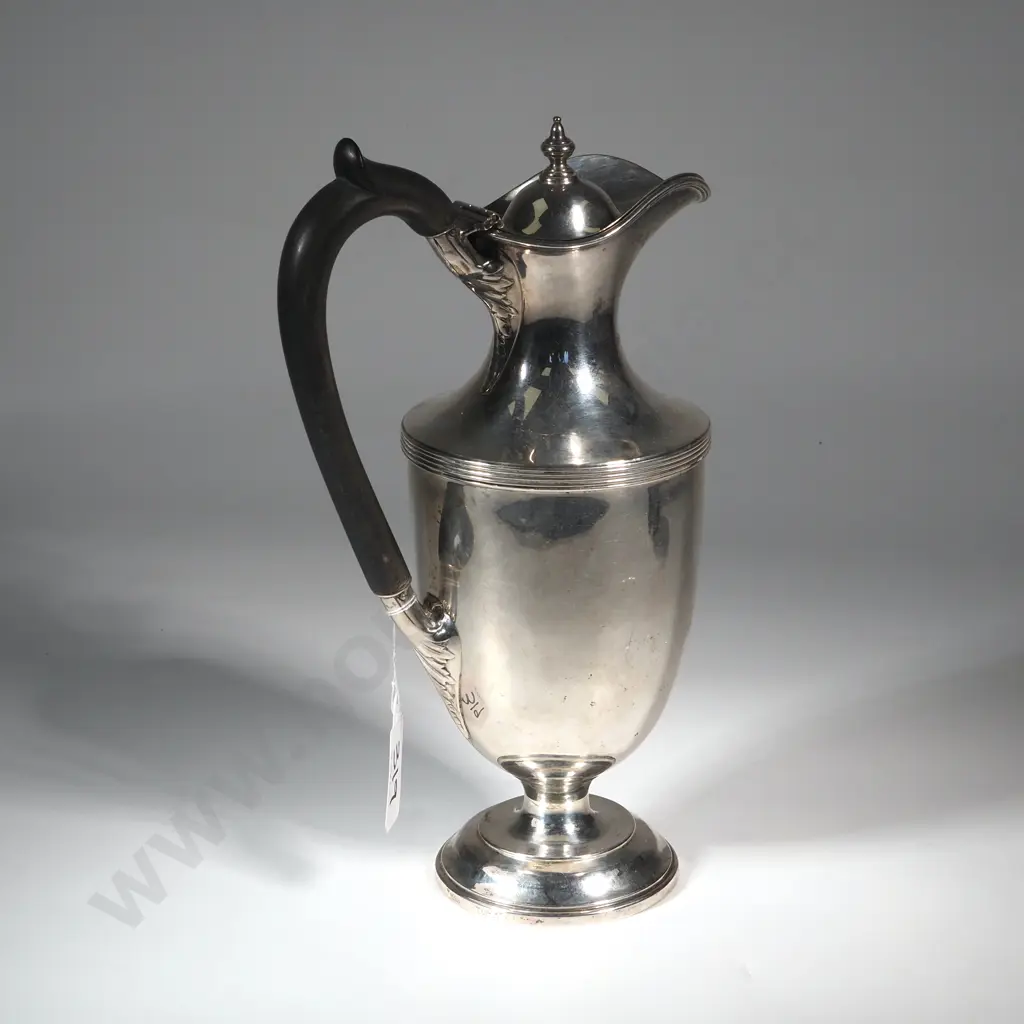 Sterling Silver Urn Shaped Water Jug With Ebony Handle.London 1909. Horace Woodward & Co. Ltd. Image 1++