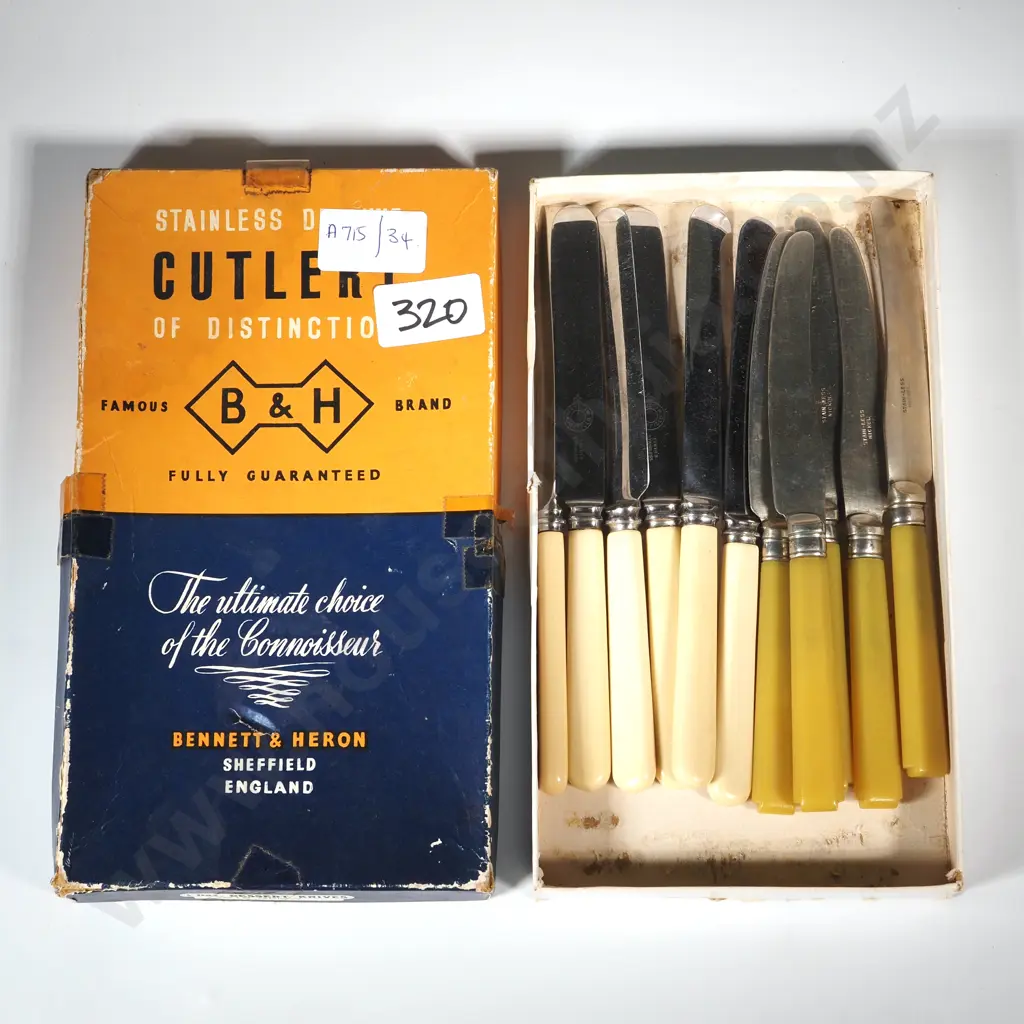 Set Of Six Bone Handled Butter Knives & Five Bakelite Handled Butter Knives  Image 1++