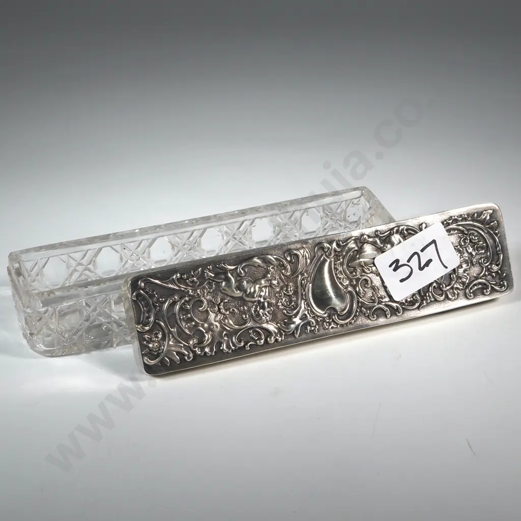 Hobnail Glass Sterling Silver Lidded Container - Silver Weight 28.63 Grams  Image 1++