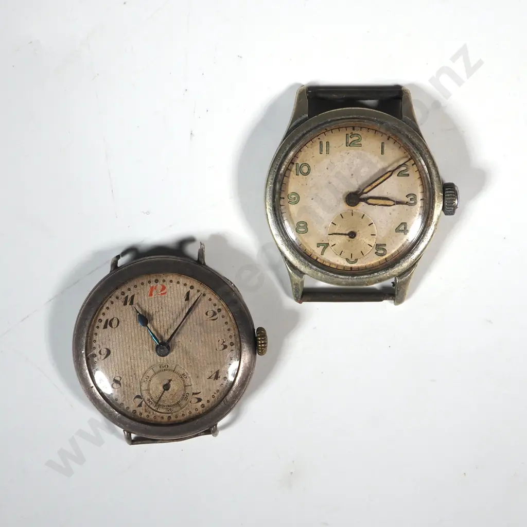 WW1 Period Trench Watch (No Strap) In Sterling Silver & Another Mens Wristwatch (Minus Back) Image 1++