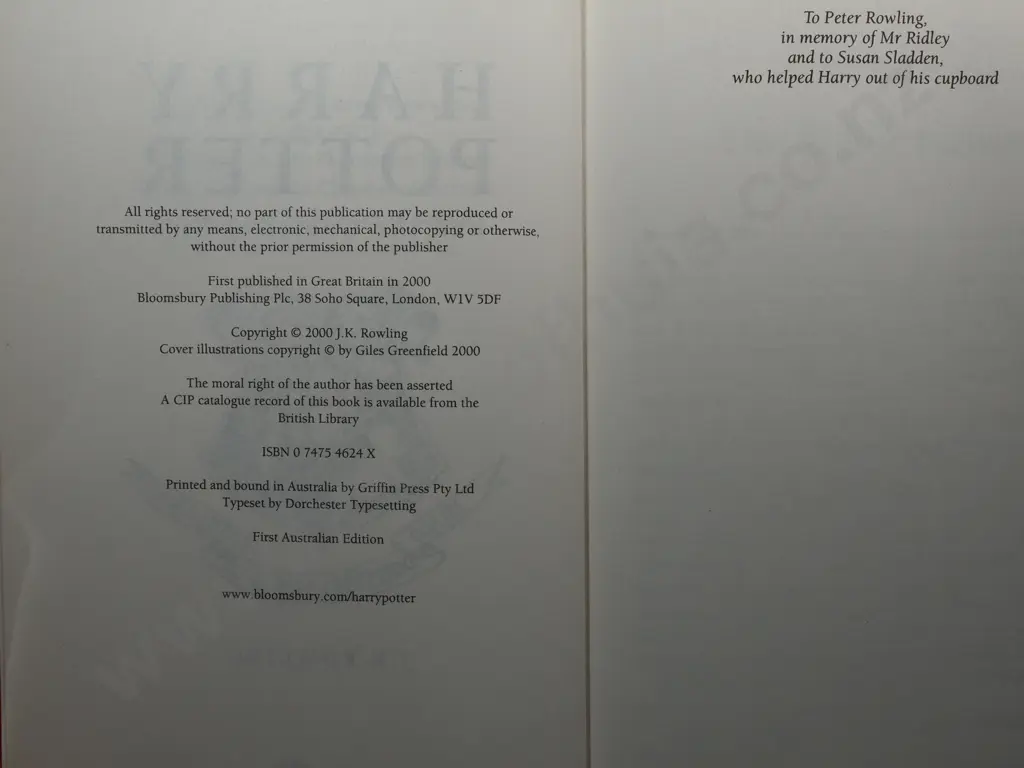 Harry Potter And The Goblet Of Fire Rowling, J. K.Printed and bound in Australia by APG. First Australian Edition Image 1++