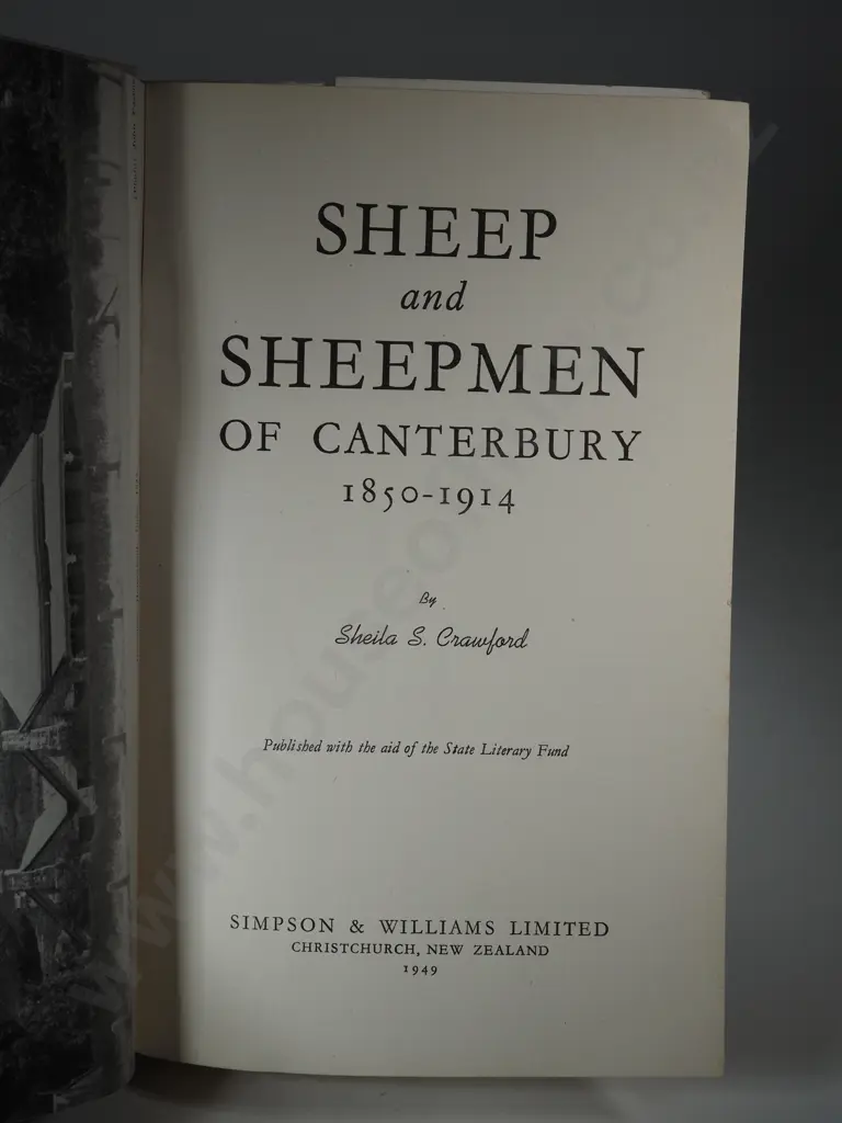 Crawford, Shiela.S. 1949. Sheep & Sheepmen Of Canterbury. 1850-1914. Simpson & Williams Ltd., Christchurch, New Zealand. Image 1++