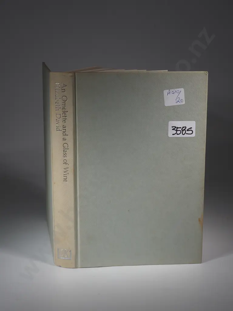 Rare Elizabeth David Book. 1984. An Omelette & a Glass of Wine - Front Internal Interface Upside Down. Image 1++