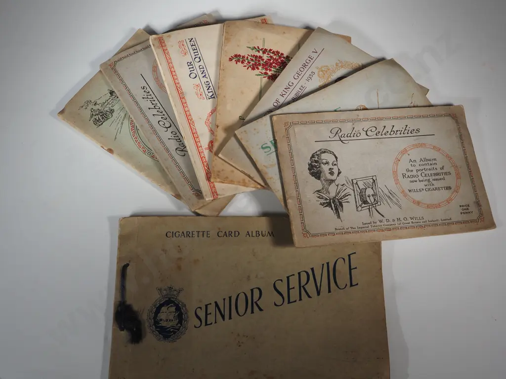 Eight Booklets Containing Cigarette Cards "Safety First", Radio Celebrities,Our King & Queen,The Sea- Shore,Wild Flowers Image 1++