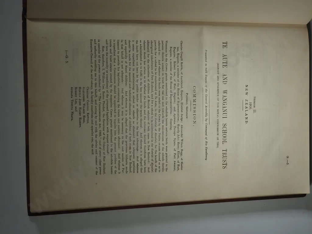 The Royal Commission on Te Aute & Wanganui. 1906. Presented to Both Houses of the General Assembly. Image 1++