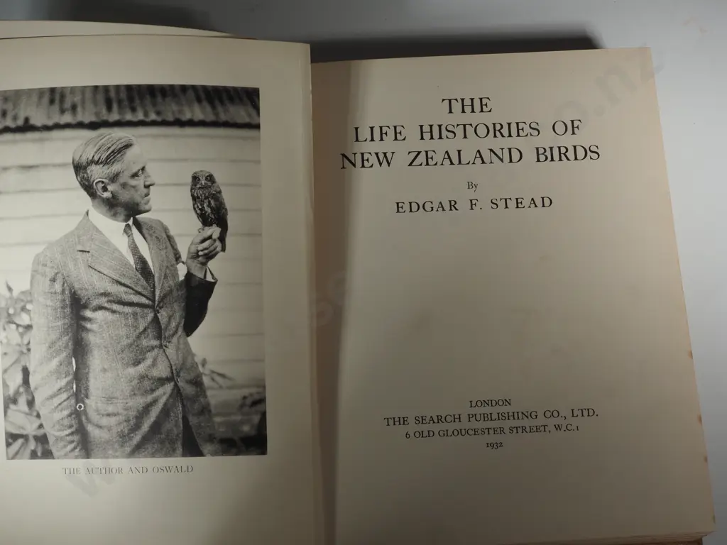 Stead, Edgar F. 1932. The Histories of New Zealand Birds. The Search Publishing Company Ltd, London. Image 1++