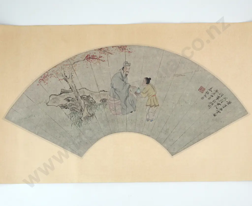 Ten Chinese Landscape Fan Shaped Paintings In the Form Of A Fan Image 1++
