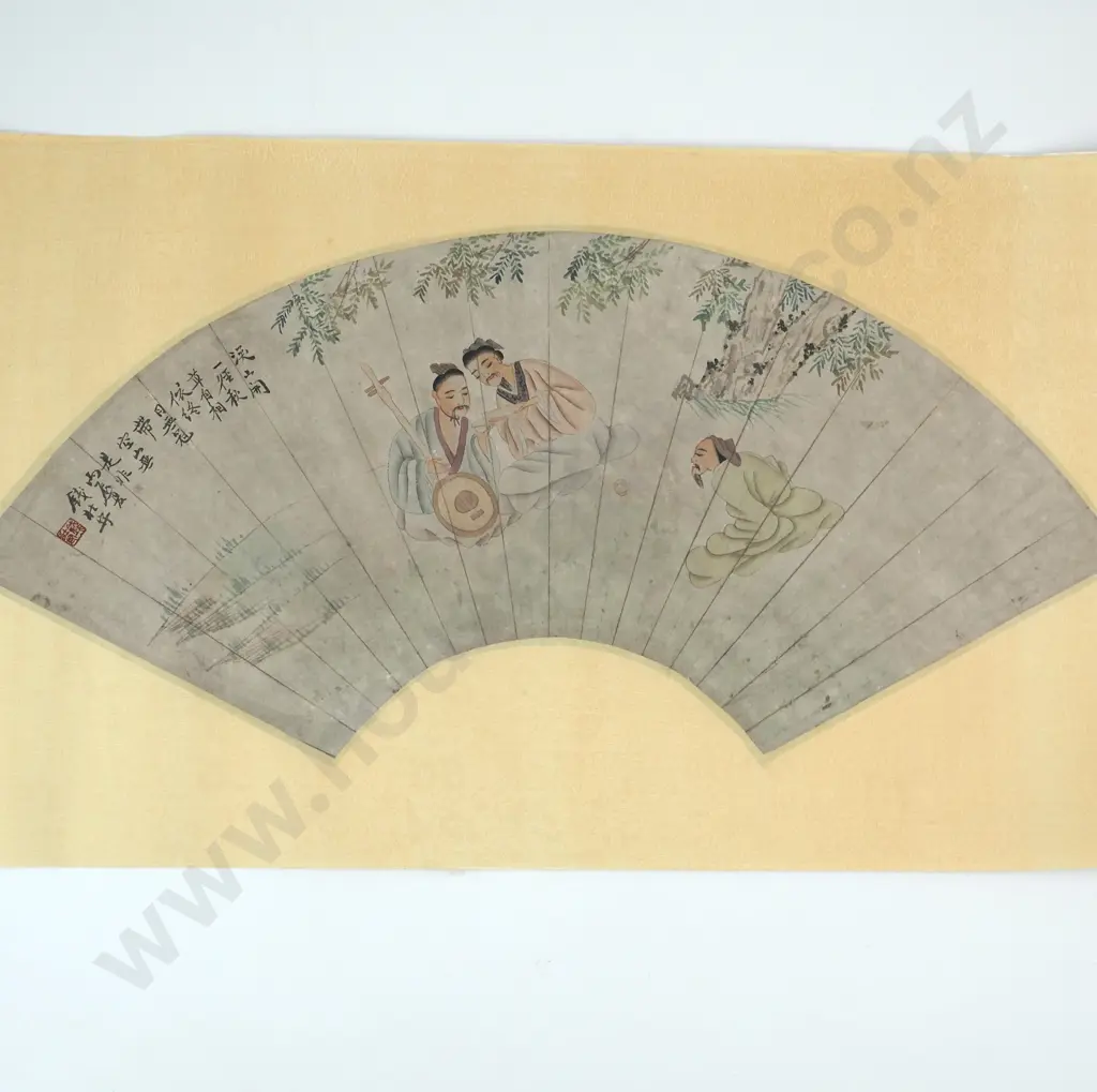 Ten Chinese Landscape Fan Shaped Paintings In the Form Of A Fan Image 1++