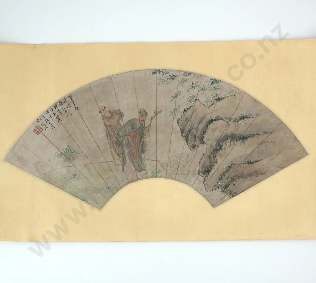 Ten Chinese Landscape Fan Shaped Paintings In the Form Of A Fan Image 1++