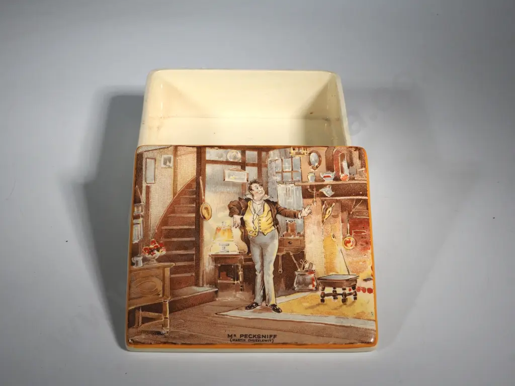 New Hall Hanley Pin Dish - Mr. Pecksniff ( Martin Chuzzlewit) Dickens. Image 1++