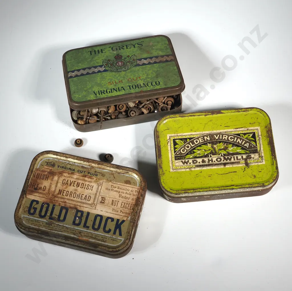 Virginia Gold Block Cut Plug Tobacco Tin,Vintage WD & HO Wills Golden Virginia Tin & Vintage The "Greys" Silk Cut Virg Image 1++