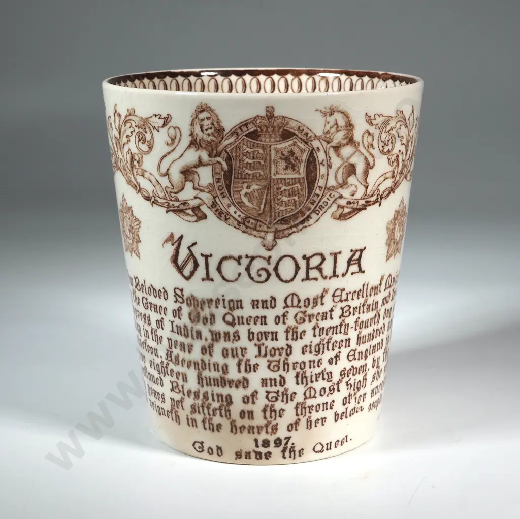 Doultan Burslem. 1897. Memorial Beaker - Queen Victoria. Image 1++