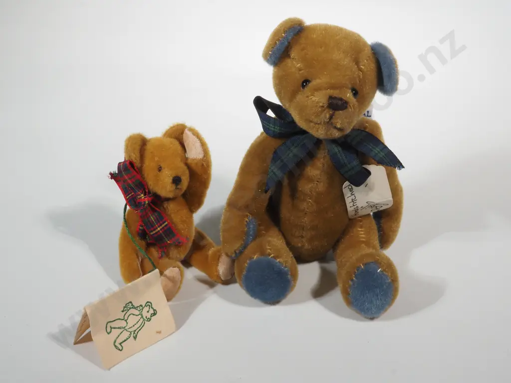 Pair Of Miniature Jointed Teddy Bears. Both Handstitched. The Larger From Provincial Bears & Named "Basil"   Image 1++