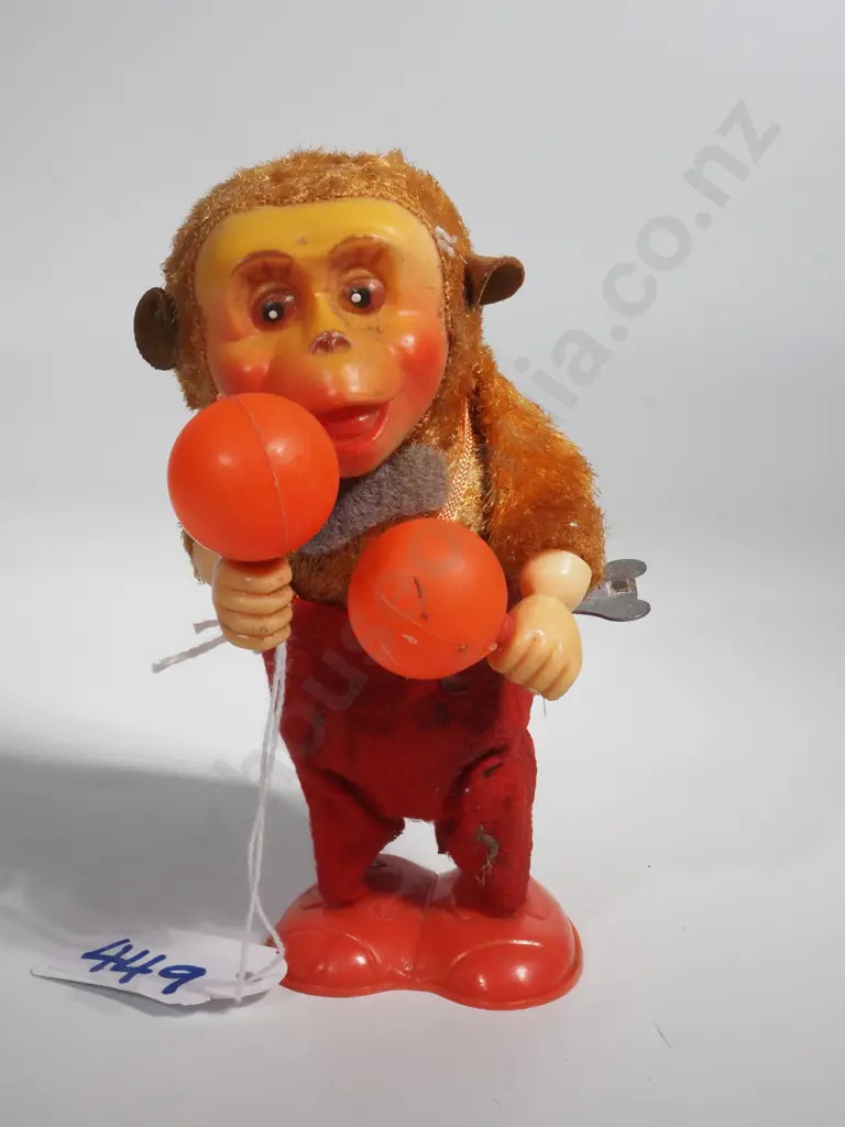 Vintage  Plastic Wind Up Clockwork Monkey Toy. Made In Hong Kong  Image 1++