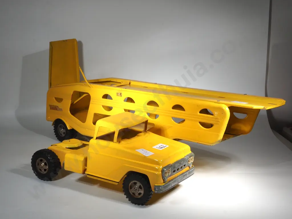 1960s Yellow Two Piece Tonka Car Transporter. Image 1++