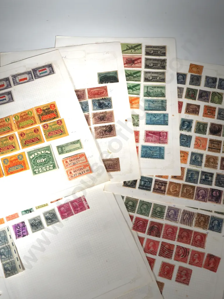 Six Sheets Of Vintage USA Stamps  & State Of Ohio Prepaid Sales Tax Stamps  Image 1++