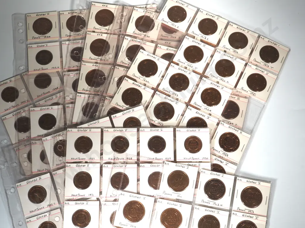 Large Collection  Of Australian Pennies (Mounted In Sheets) 1917 -1964 Image 1++