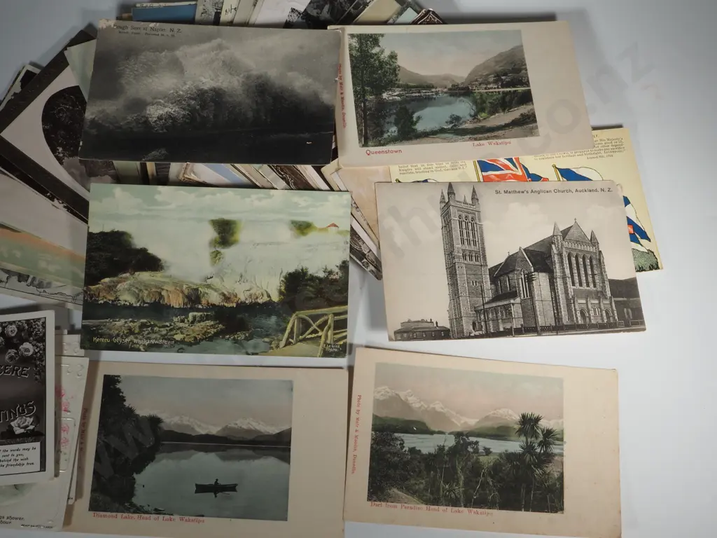 Collection Of Vintage NZ Postcards Including Law Courts Dunedin, Boys High Dunedin, Routeburn Valley, St Clair, Qtown Image 1++