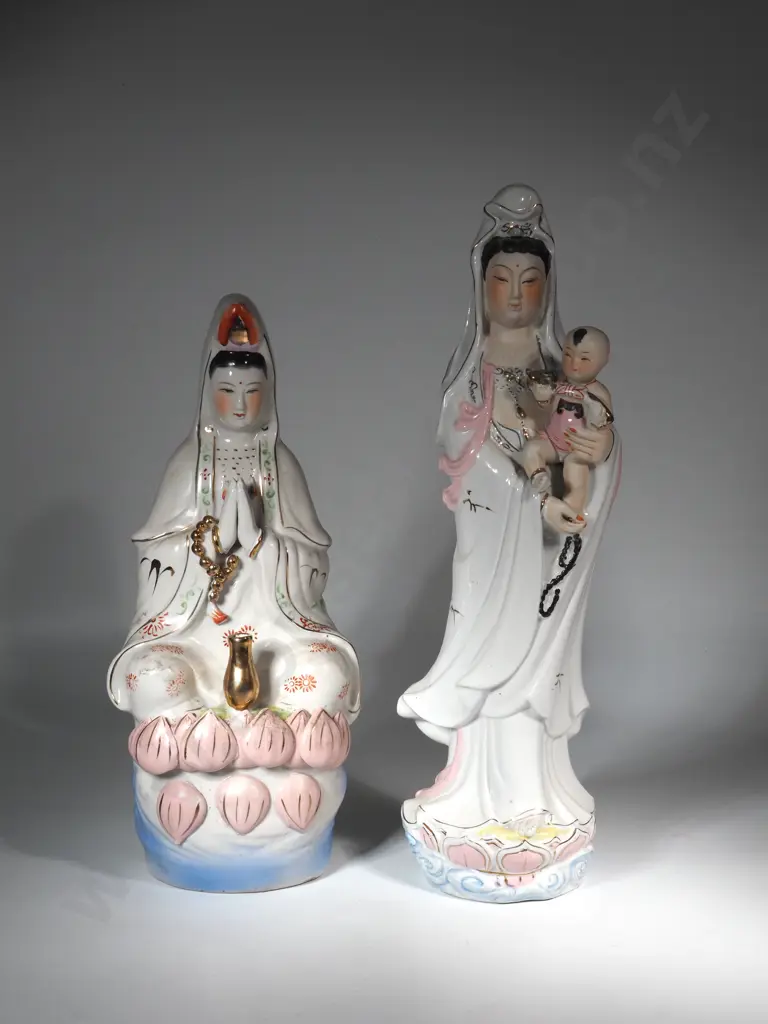 Pair of Chinese Guiyn Buddist Statues. Image 1++