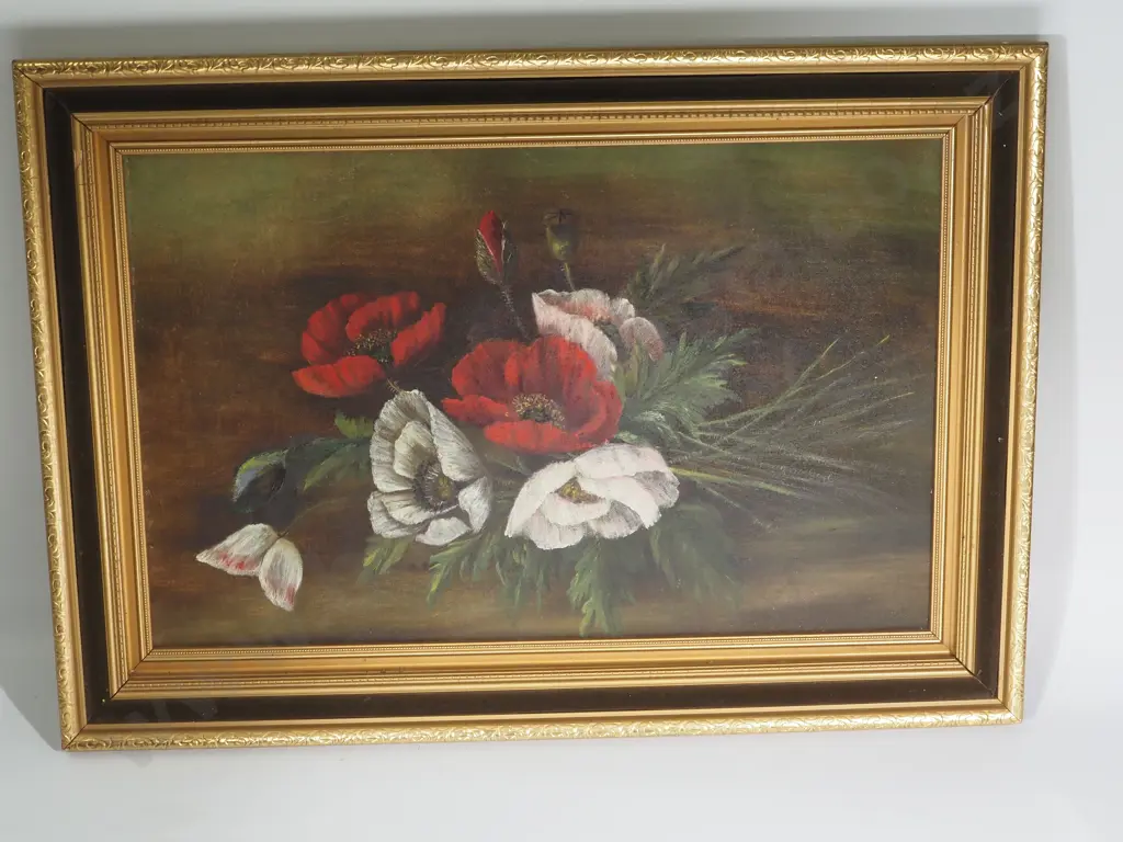 Still Life - Bunch of Flowers. Oil on Board. Image 1++