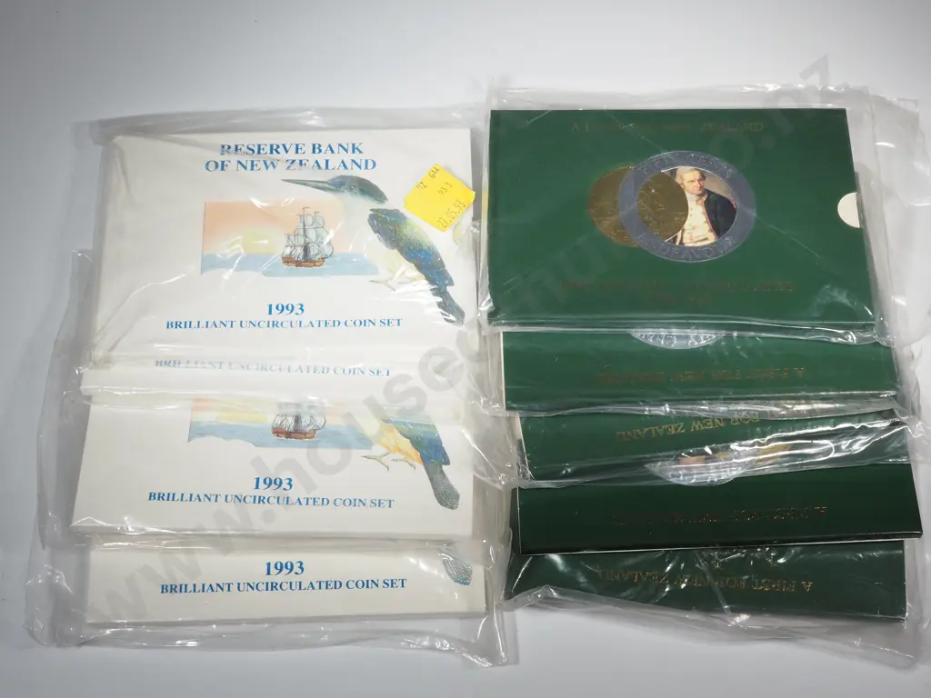 Nine New Zealand Uncirculated Coin Sets - 1993/1994 Image 1++