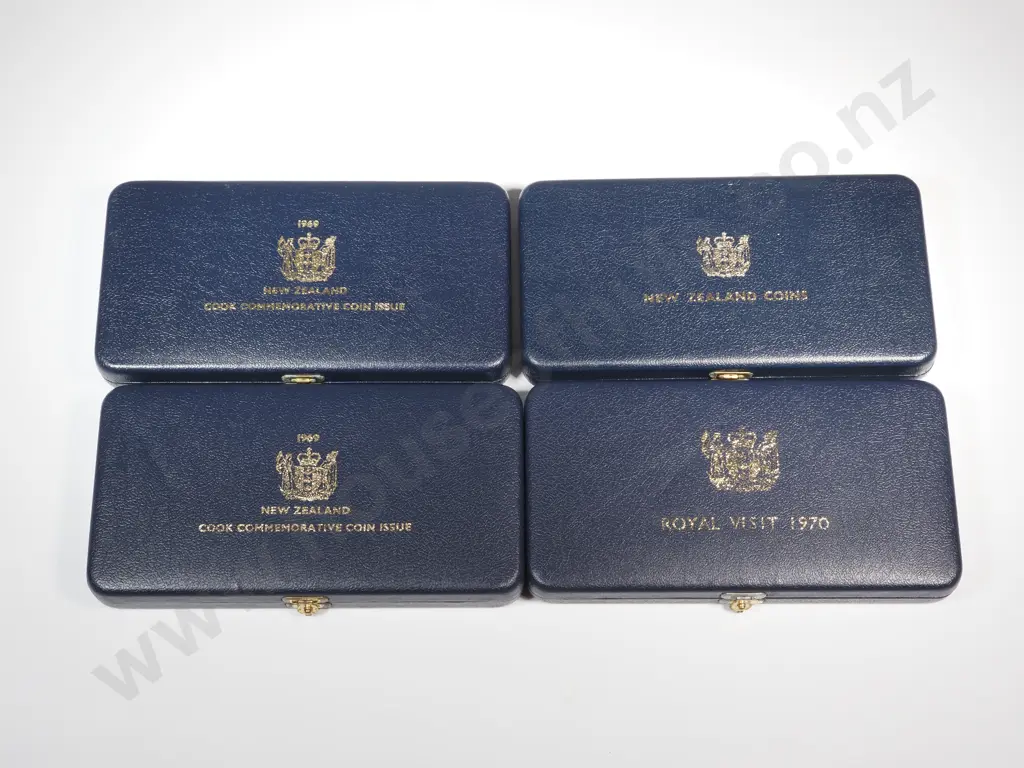 Four New Zealand Coin Sets in Plush Cases  Image 1++