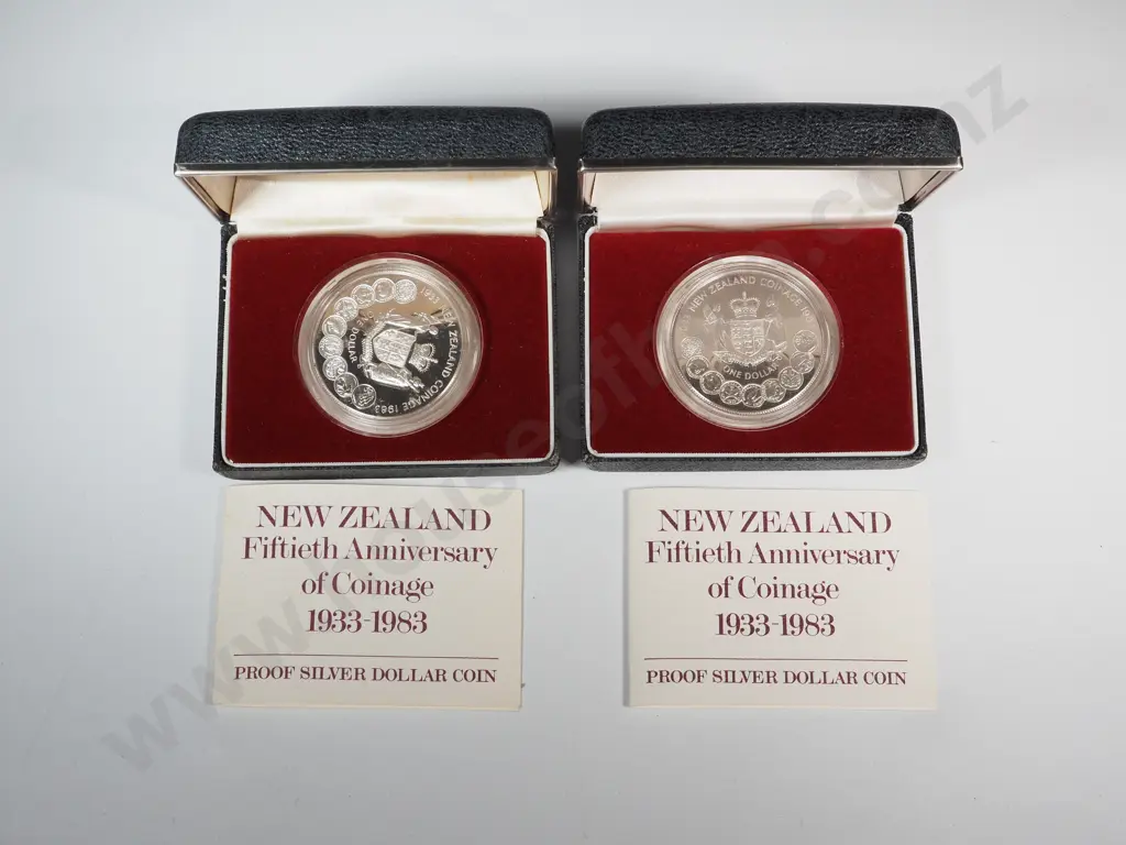 Two Sterling Silver New Zealand One Dollar Coins Image 1++
