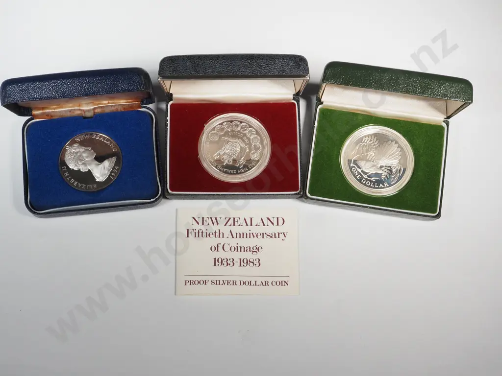 Three New Zealand Proof Silver One Dollar Coins Image 1++