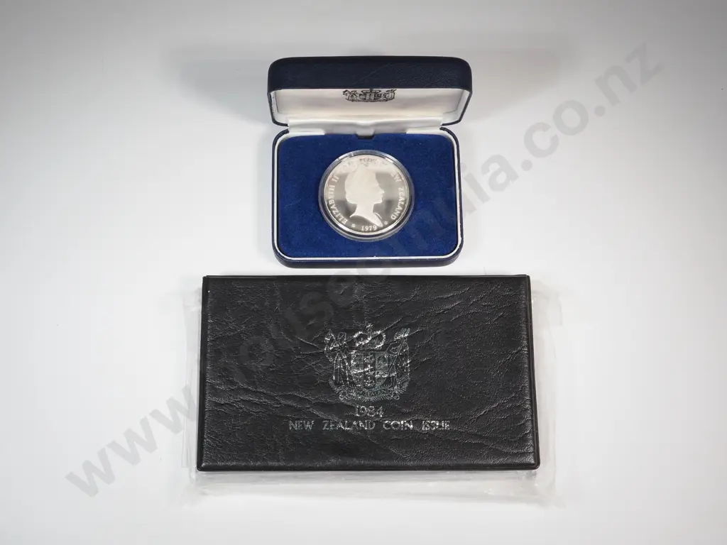 New Zealand 1984 Proof set w Sterling Silver Coin & 1979 Silver Proof Coin  Image 1++
