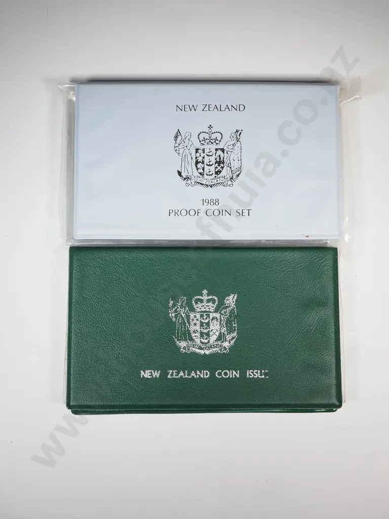 Two New Zealand Proof Sets w Sterling Silver Dollars Image 1++