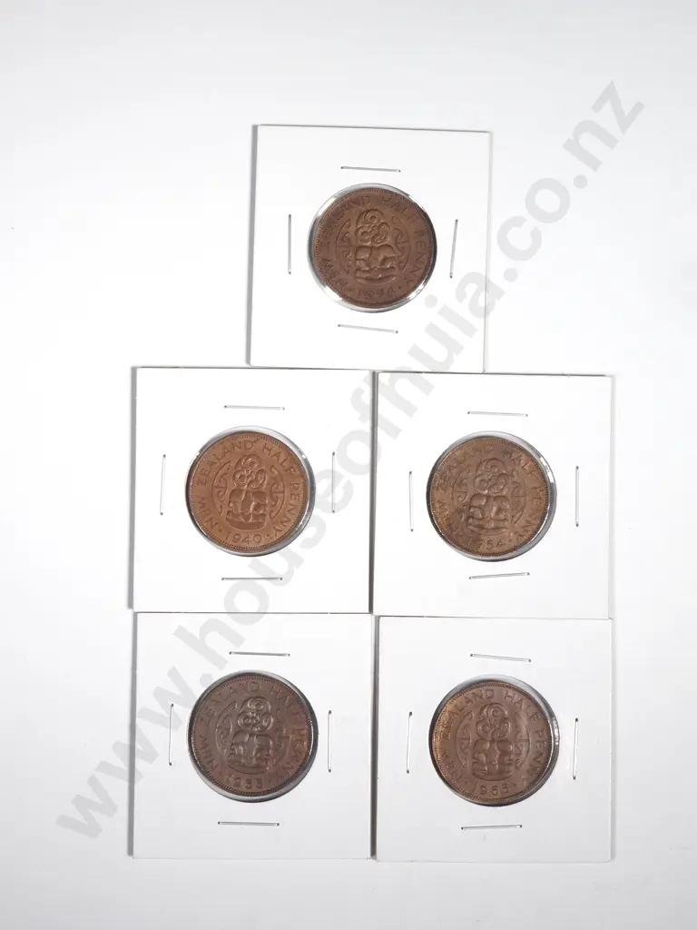 Five New Zealand Carded Half Penny Coins  Image 1++