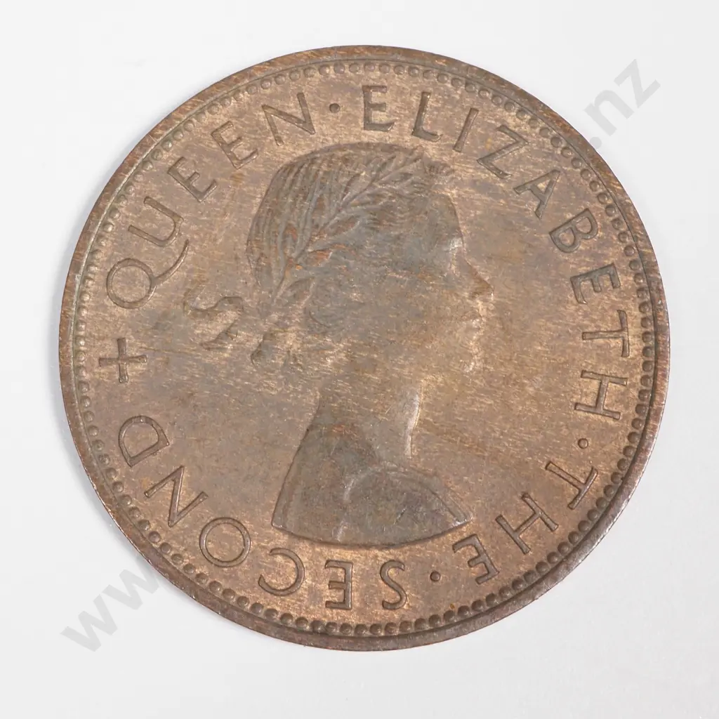 1956 New Zealand Penny - Traces of Mint Lustre  Image 1++