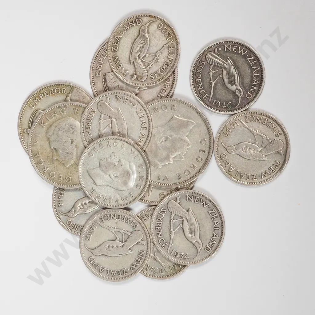 52.5 Grams of New Zealand Pre 1947 50% Silver Currency  Image 1++