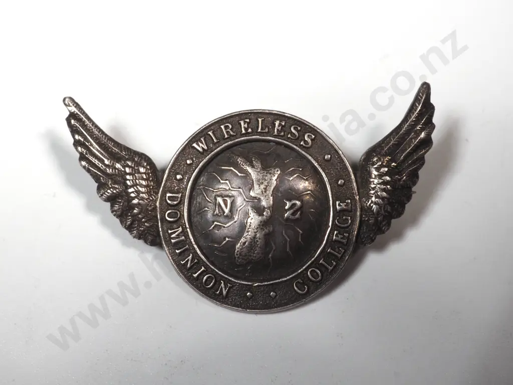 Sterling Silver Wireless Dominion College Badge Image 1++