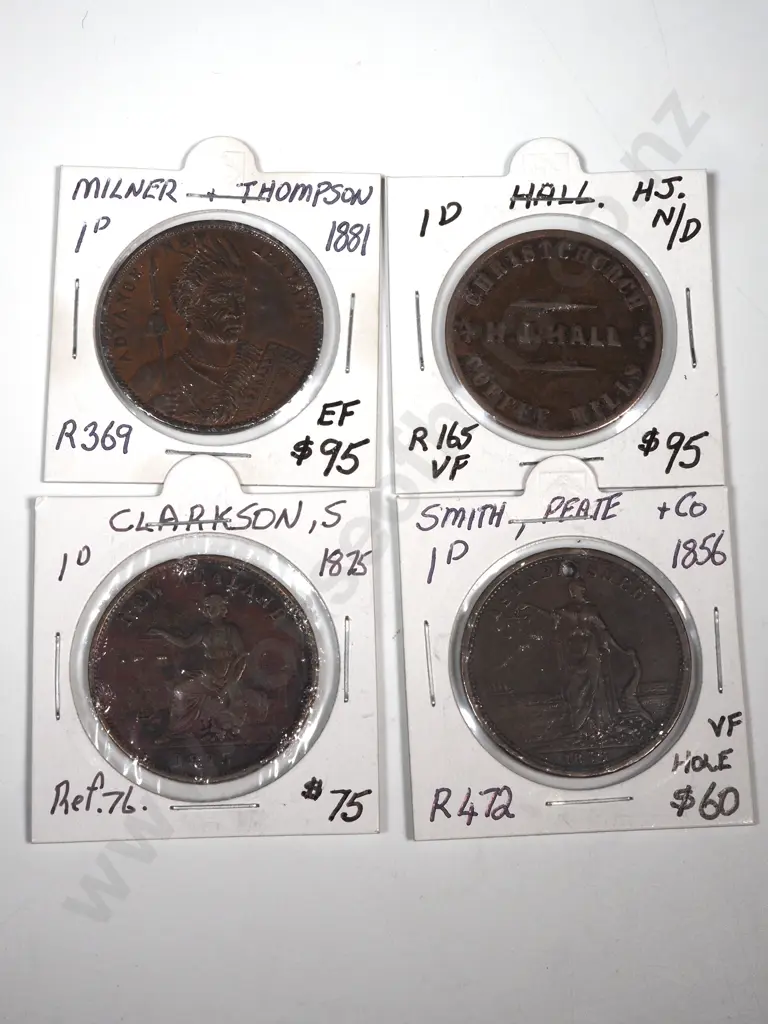 Four Carded New Zealand Trade Tokens Image 1++