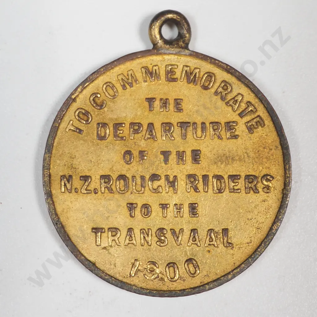 Boer War New Zealand Rough Riders Departure Gilt Medalette  Image 1++