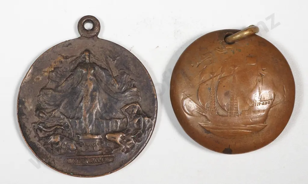 Australian Token & Half Penny Pendant - Worn  Image 1++