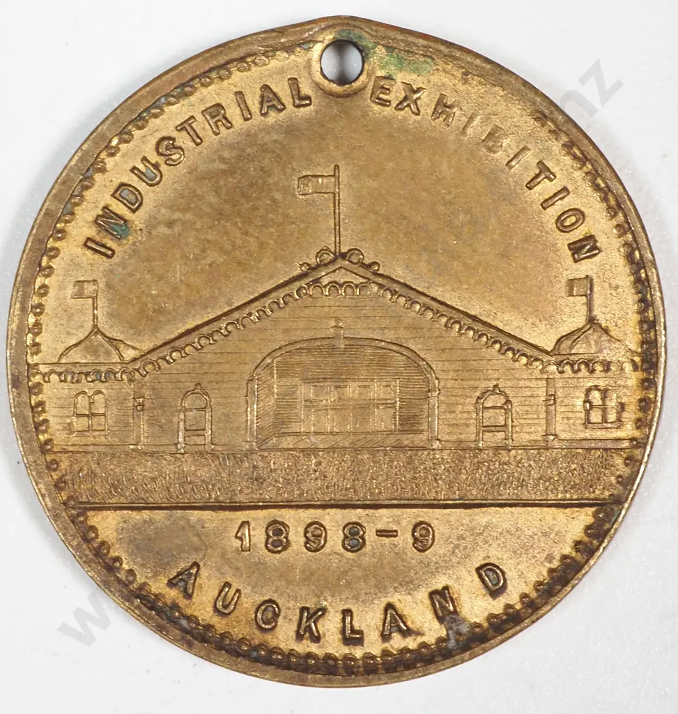 1898-99 Auckland Industrial Exhibition Gilt Token  Image 1++