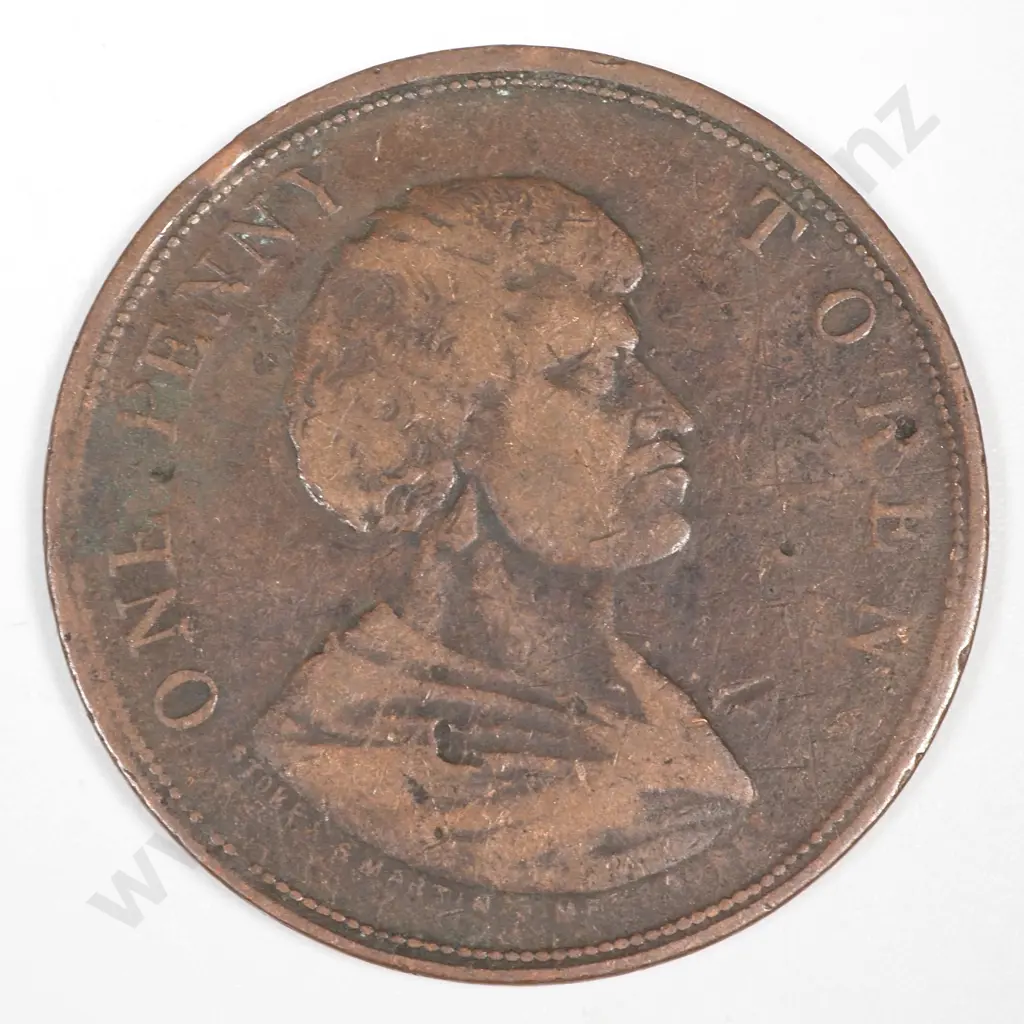 New Zealand One Penny Token - Edward Waters Wholesale & Retail Confectioner Auckland Queen Street  Image 1++