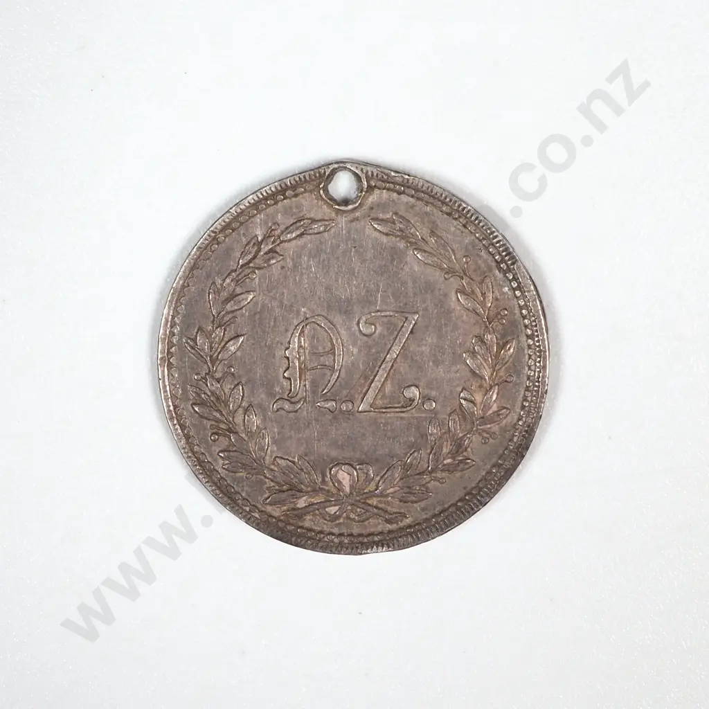 1882 New Zealand Exhibition Silver Token  Image 1++