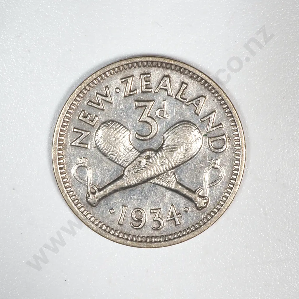 1934 New Zealand Threepence -EF  Image 1++