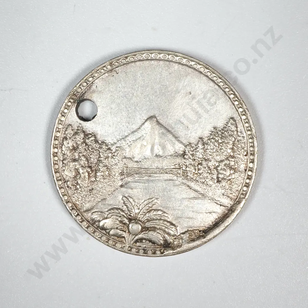 1904 New Plymouth Exhibition Medal in White Metal - Holed  Image 1++