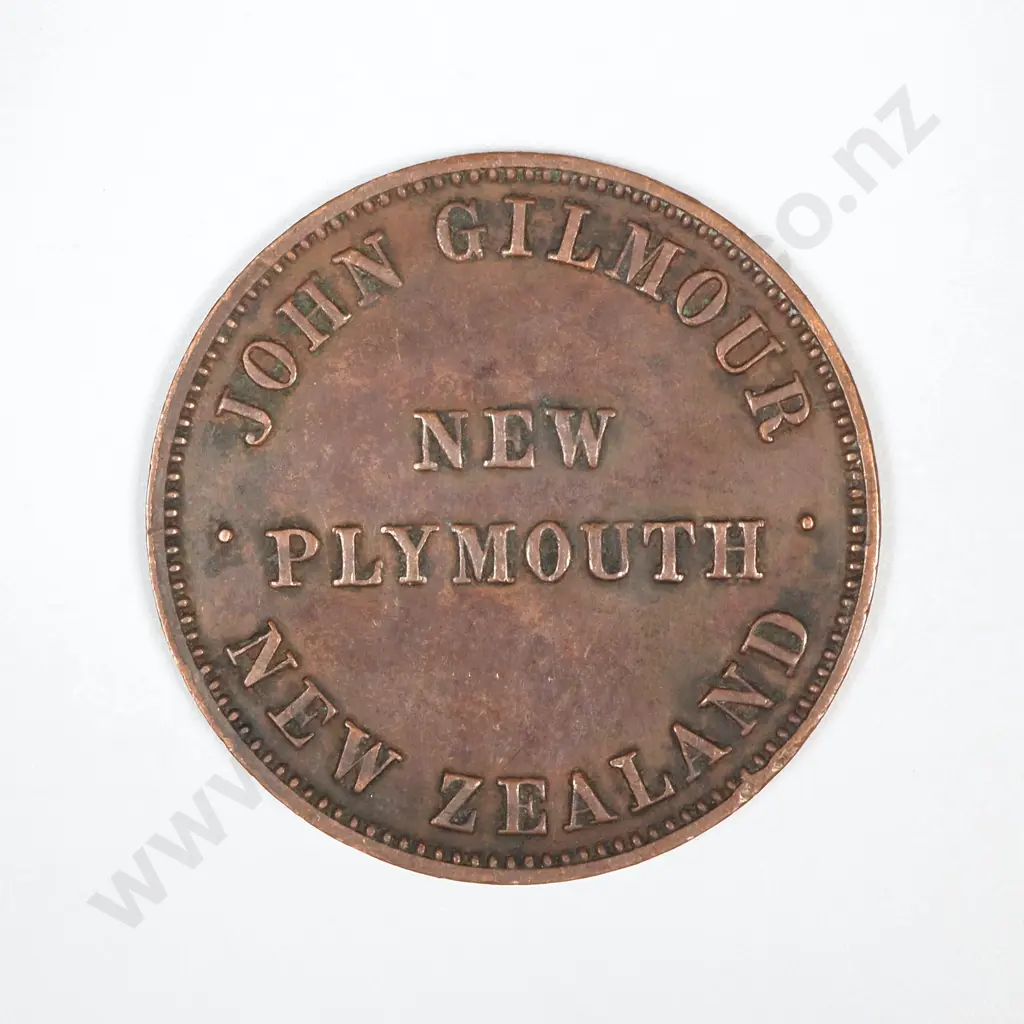 1875 New Zealand Gilmour Penny Token - New Plymouth  Image 1++