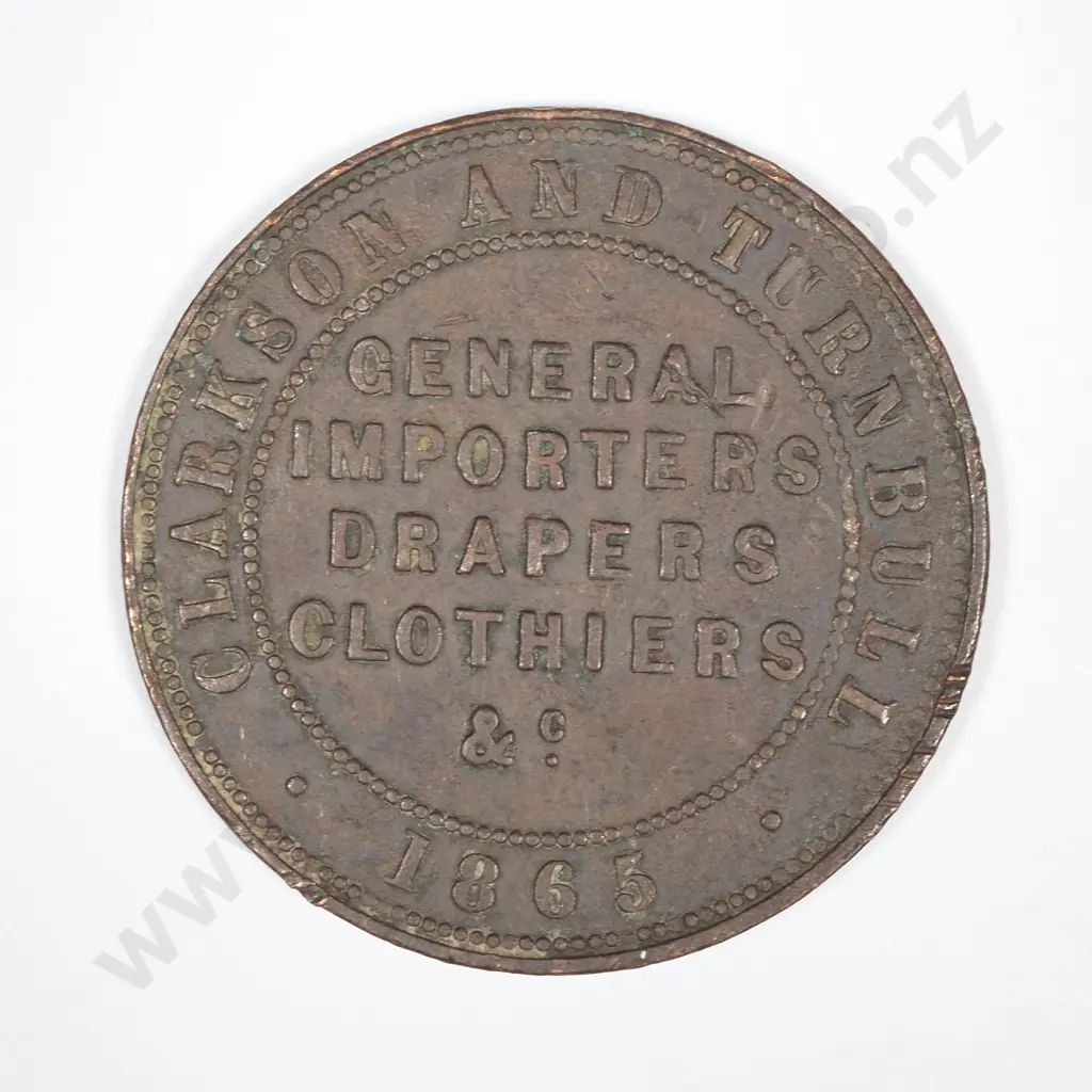 1865 Timaru One Penny Token - Clarkson & Turnbull  Image 1++